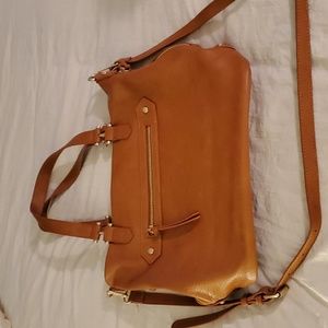 Faux Leather Handbag with Gold Accents